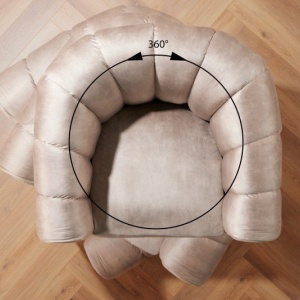 Fotoliu pivotant design elegant Babylon, champagner greige - Img 4
