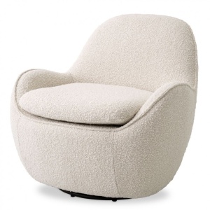 Fotoliu pivotant design elegant Cupido, boucle crem 115676 HZ