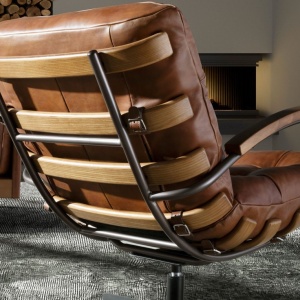 Fotoliu pivotant design LUX Dark Brown Leather - Img 9