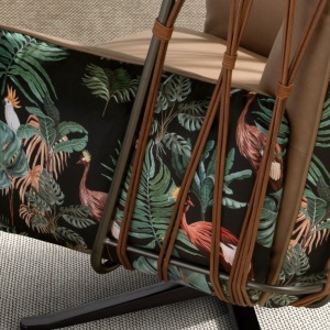 Fotoliu pivotant design LUX, Piele naturala, Tesatura Tropicala 5168 - Img 8