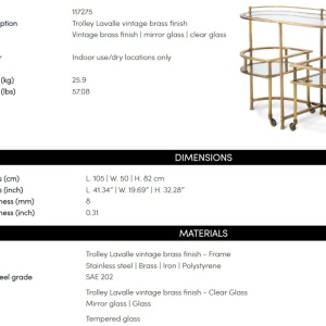 Gheridon, Masuta cu roti design LUX Lavalle - Img 2
