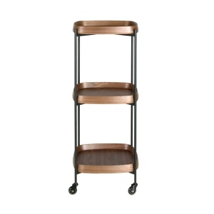 Gheridon, Mini Bar cu roti pentru bauturi si sticle Walnut - Img 4