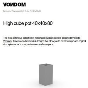 Ghiveci plante design decorativ modern exterior / interior CUBE POT 40x40x80cm - Img 4