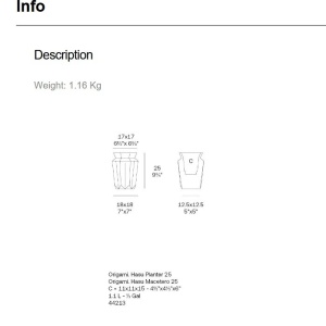 Ghiveci plante design decorativ modern exterior/interior ORIGAMI Hasu 17,8×17,8×25cm - Img 8