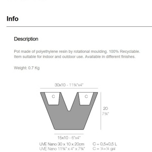 Ghiveci plante design decorativ modern interior / exterior UVE NANO 10x30x20cm - Img 7
