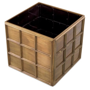 Ghiveci, Vas decorativ din otel inoxidabil Grid M alama vintage - Img 2