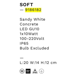 Iluminat exterior ambiental, spot din ciment IP65 SOFT alb 153000 universul-luminii.ro