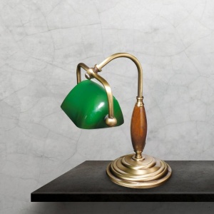 Lampa de birou din alama si lemn Banker Petite - Img 2