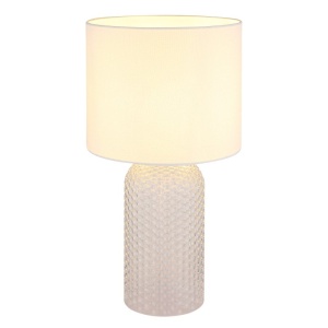 Lampa de masa cu baza din sticla abajur textil SOFIA alba