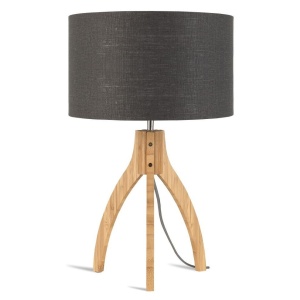 Lampa de masa cu trepied, realizata din materiale naturale, durabile si ecologice, Annapurna gri inchis