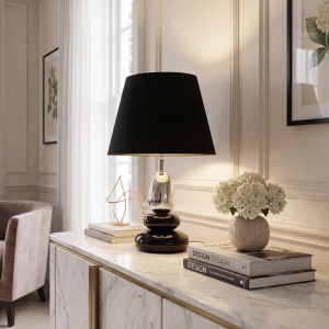 Lampa de masa decorativa STONES OF ZEN 45cm negru argintiu - Img 2