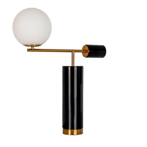 Lampa de masa din otel negru si marmura portelanata neagra