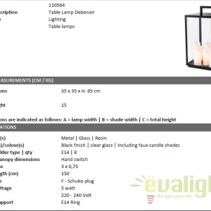 Lampa de masa LUX, decorativa cu 8 surse de lumina, Debonair 110564 HZ 180040 universul-luminii.ro