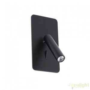 Lampa de perete cu reader LED incastrabila design modern minimalist SUAU neagra 62128