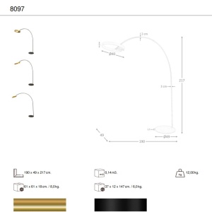 Lampa de podea arcuita design modern LUX Gold and Black steel - Img 8