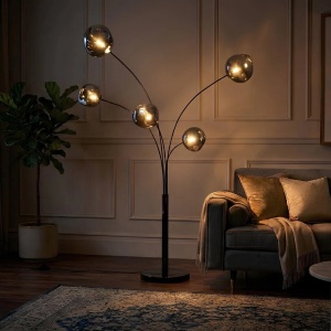 Lampa de podea moderna cu 5 globuri sticla fumurie LIQUID DIAMOND - Img 2