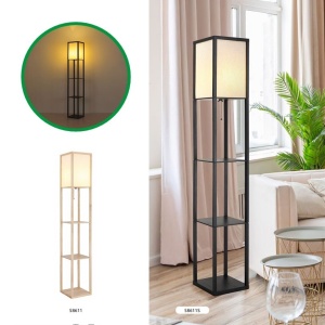 Lampa de podea tip raft din lemn maro TABITHA - Img 9