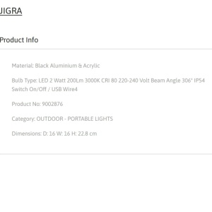 Lampa LED portabila iluminat exterior decorativ JIGRA 250390 universul-luminii.ro