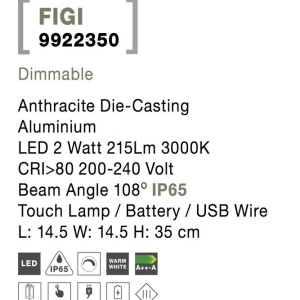 Lampa LED portabila pentru iluminat exterior IP65 FIGI H-35cm 190620 universul-luminii.ro