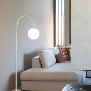Lampa podea din travertin natur si sticla alba Tivoli 248720 universul-luminii.ro