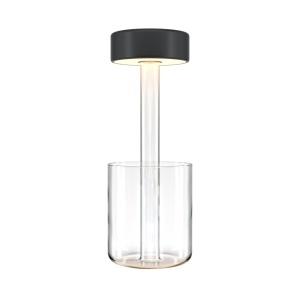 Lampa portabila cu baterii cu baza in forma de vaza AI design negru/ transparent