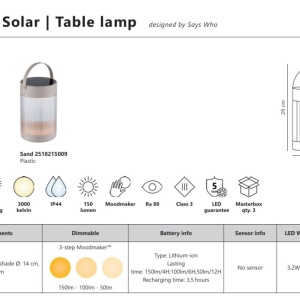 Lampa portabila solara, 3-step Moodmaker, protectie IP44, Coupar negru 167370 universul-luminii.ro