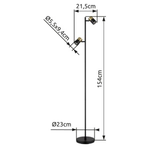 Lampadar cu 2 Spoturi directionabile BRISBON negru/cupru 236290 universul-luminii.ro