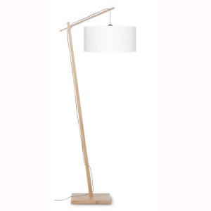 Lampadar cu cadru din bambus si abajur din tesatura in, Andes natur/ alb ANDES/F/4723/W