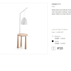 Lampadar cu suport din lemn, masuta cu 3 picioare PIANO PT1 BIANCO 138282 59460 universul-luminii.ro