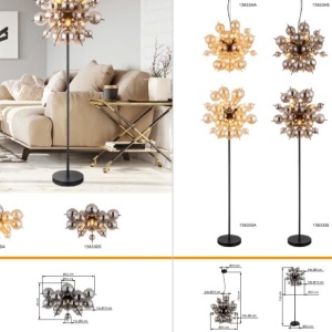 Lampadar design modern UDO 6L negru/chihlimbar - Img 7