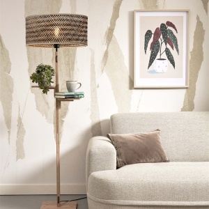 Lampadar eco din bambus cu 2 rafturi Java nat/50x22, natur/ negru 231980 universul-luminii.ro