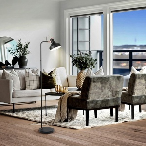 Lampadar/Lampa de podea din metal design moderm Irias negru/cupru 87400 universul-luminii.ro