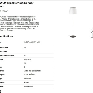 Lampadar / Lampa de podea moderna design elegant SAVOY neagra 189950 universul-luminii.ro