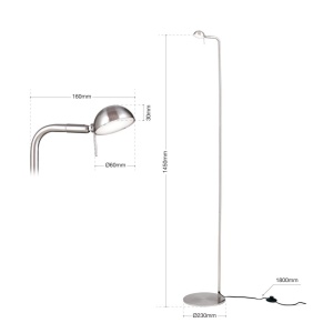 Lampadar LED cu spot ajustabil STUDENT crom satin - Img 9