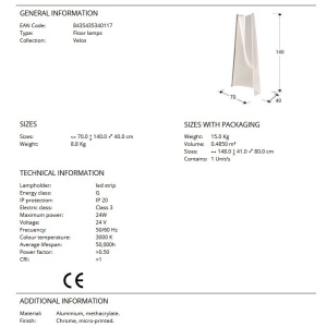 Lampadar LED design ultra-modern Velos crom - Img 6
