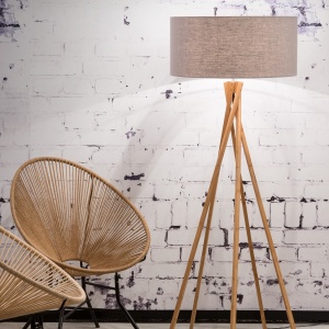 Lampadar realizat din materiale naturale, durabile si ecologice, KILIMANJARO/F gri deschis 44890 universul-luminii.ro