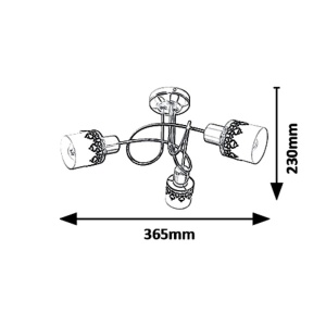 Lustra aplicata cu 3 spoturi design romatic LACEY negru/alb/crom 5343 RX - Img 2