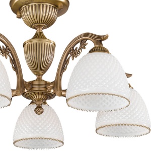 Lustra aplicata cu 5 brate clasic design italian din alama si sticla 8601 RA-PL. 8621/5 101730 universul-luminii.ro