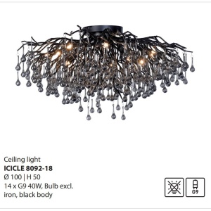 Lustra aplicata design magnific ICICLE negru, 100cm - Img 3