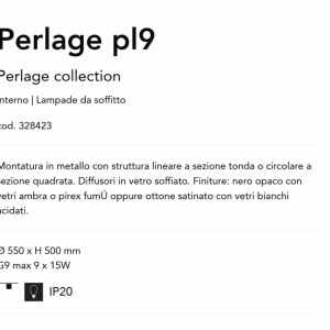 Lustra aplicata design modern Perlage pl9 negru/alama/alb 142060 universul-luminii.ro