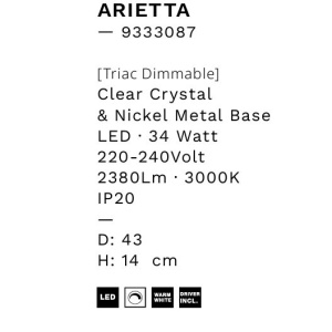 Lustra aplicata LED, cristale sticla ARIETTA 43cm - Img 6