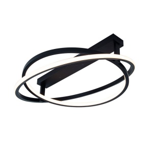 Lustra aplicata LED cu doua inele mobile Ceiling negru, L-60cm - Img 1