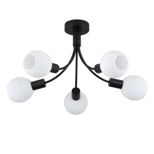 Lustra aplicata metal negru, sticla opal Nova 5L