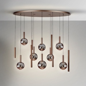 Lustra bronz inchis cu 14 pendule fumurii Sapore - Img 3
