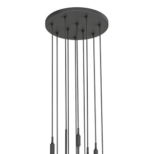 Lustra cu 10 pendule pentru tavane inalte, hol, casa scarii Ero X negru 40 - Img 4