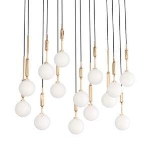 Lustra cu 14 pendule Ero XIV Auriu 80x25 - Img 2