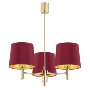 Lustra cu 3 brate design modern Ponte plus rosu, alama