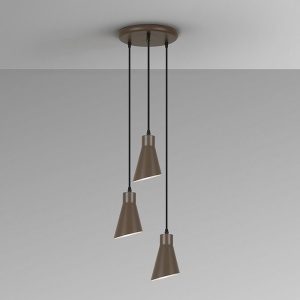 Lustra cu 3 pendule din metal maro inchis satinat Bera - Img 2