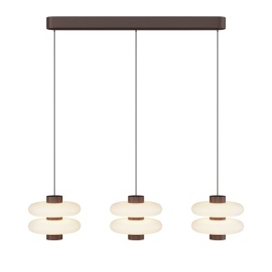 Lustra cu 3 pendule LED metal maro, sticla Nuvem