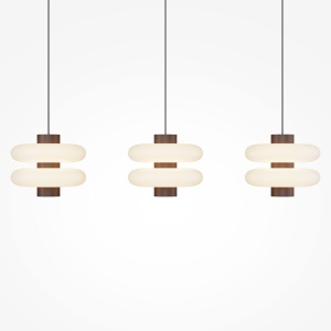 Lustra cu 3 pendule LED metal maro, sticla Nuvem - Img 3